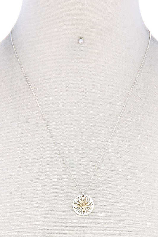 Hot Trendy Brass Tree Pendant Necklace And Earring Set