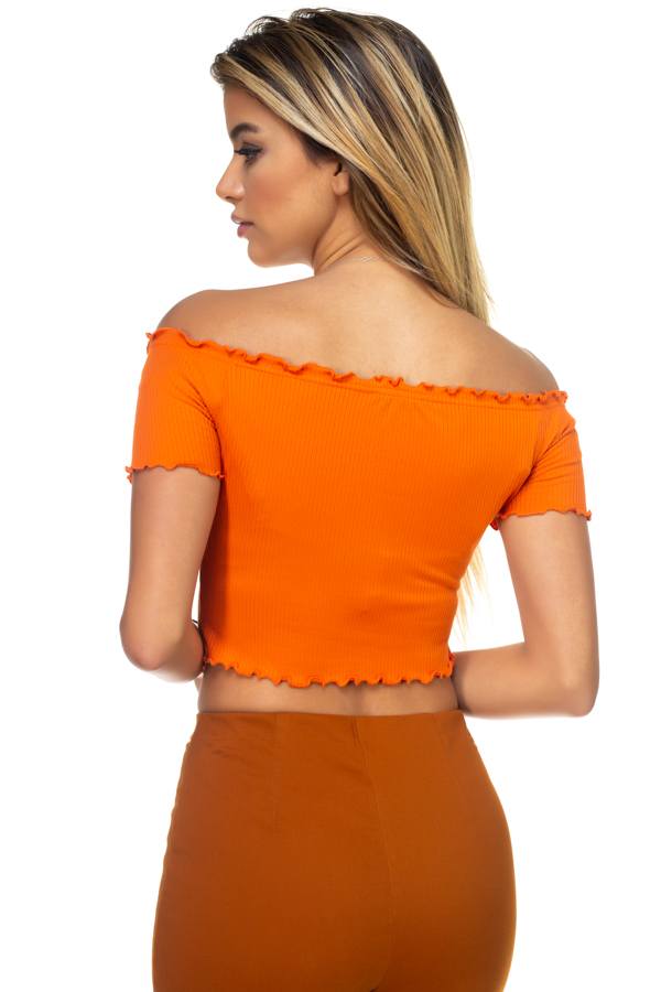 Hook & Eye Ribbed Off The Shoulder Top