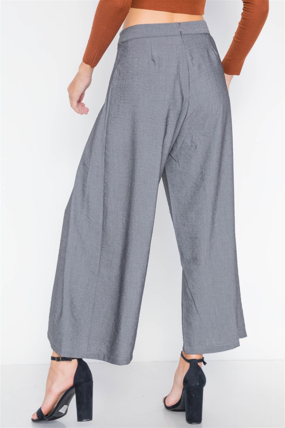 High-waist Front-tie Wide Leg Pants