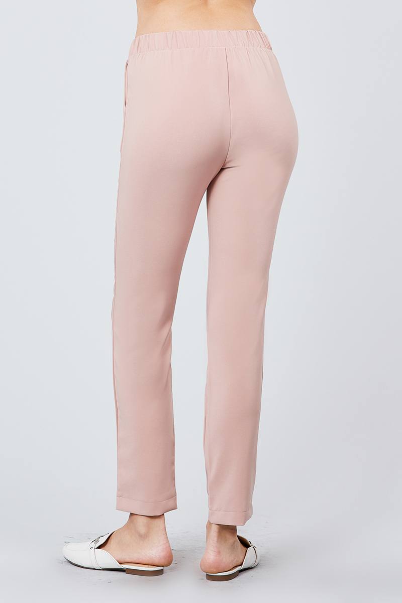Front Ribbon Tied Pegged Long Pants