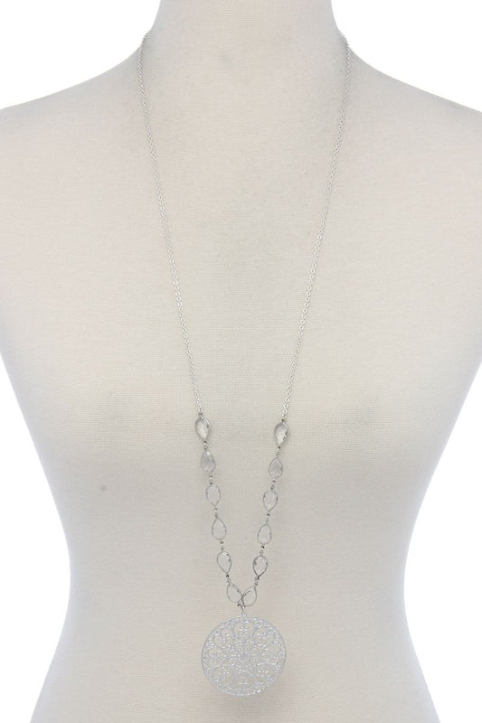 Filigree Circle Teardrop Shape Necklace