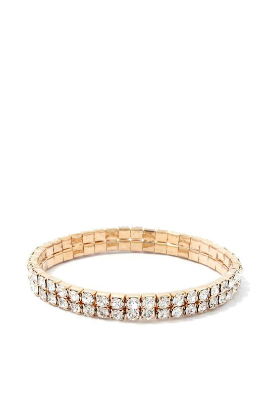 2 Layered Rhinestone Stretch Bracelet