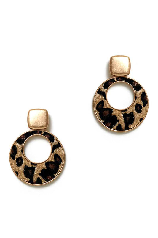 Cute Chic Leopard Fur Circle Drop Earring