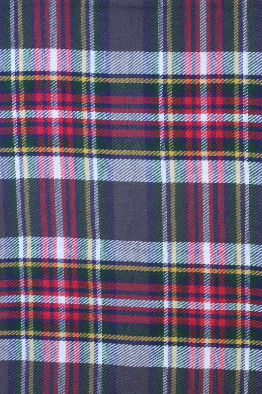 Plaid Fringe Trim Infinity Scarf