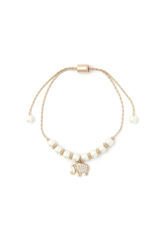 Elephant Charm Beaded Adjustable Bracelet
