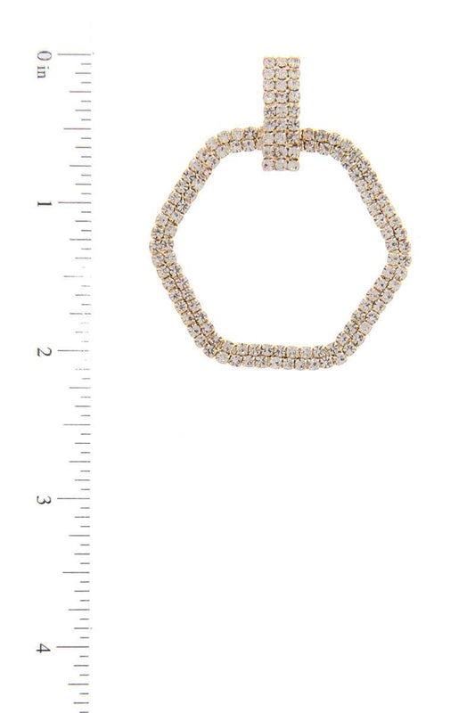 Rhinestone Hexagon Shape Drop Earring
