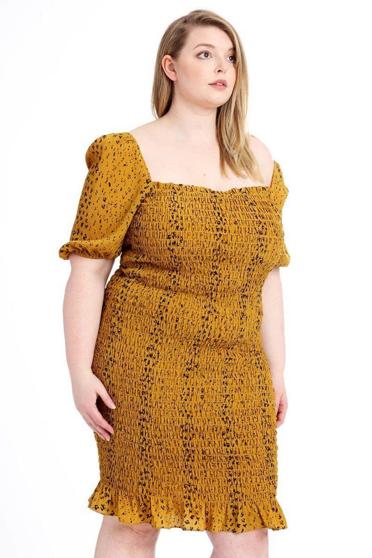 Crinkle Dot Print Dress