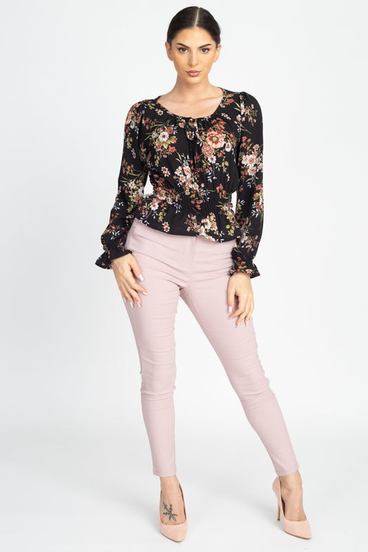 High Rise Solid Skinny Pants