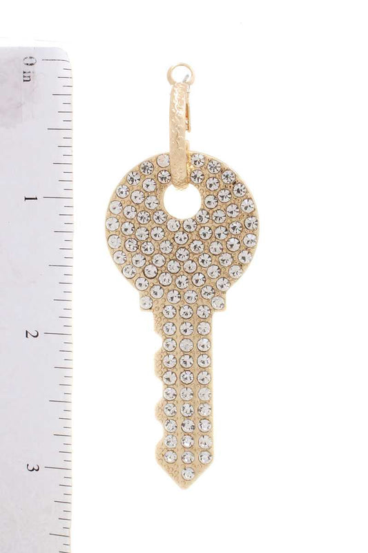 Rhinestone Dangle Key Mini Hoop Earring