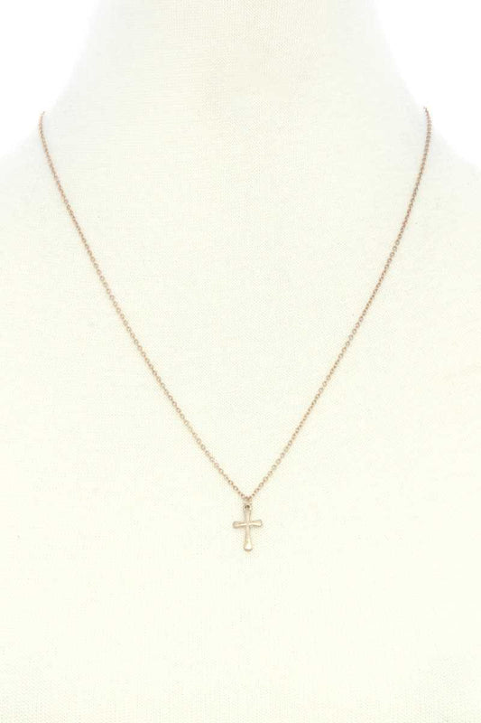 Dainty Cross Charm Layered Necklace