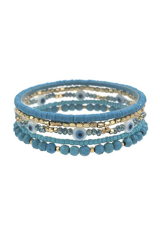 Multi Layer Metal Bead Eye Bracelet