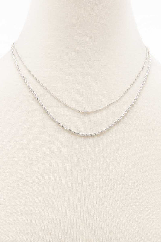 Dainty Cross Twisted Link Layered Necklace