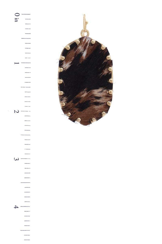 Faux Fur Stud Oval Earring