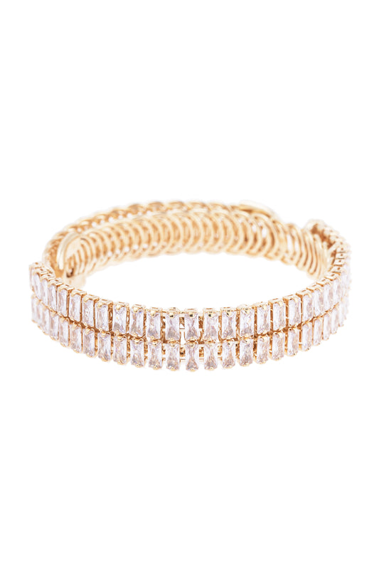 Crystal Square Double Row Cuff Bracelet