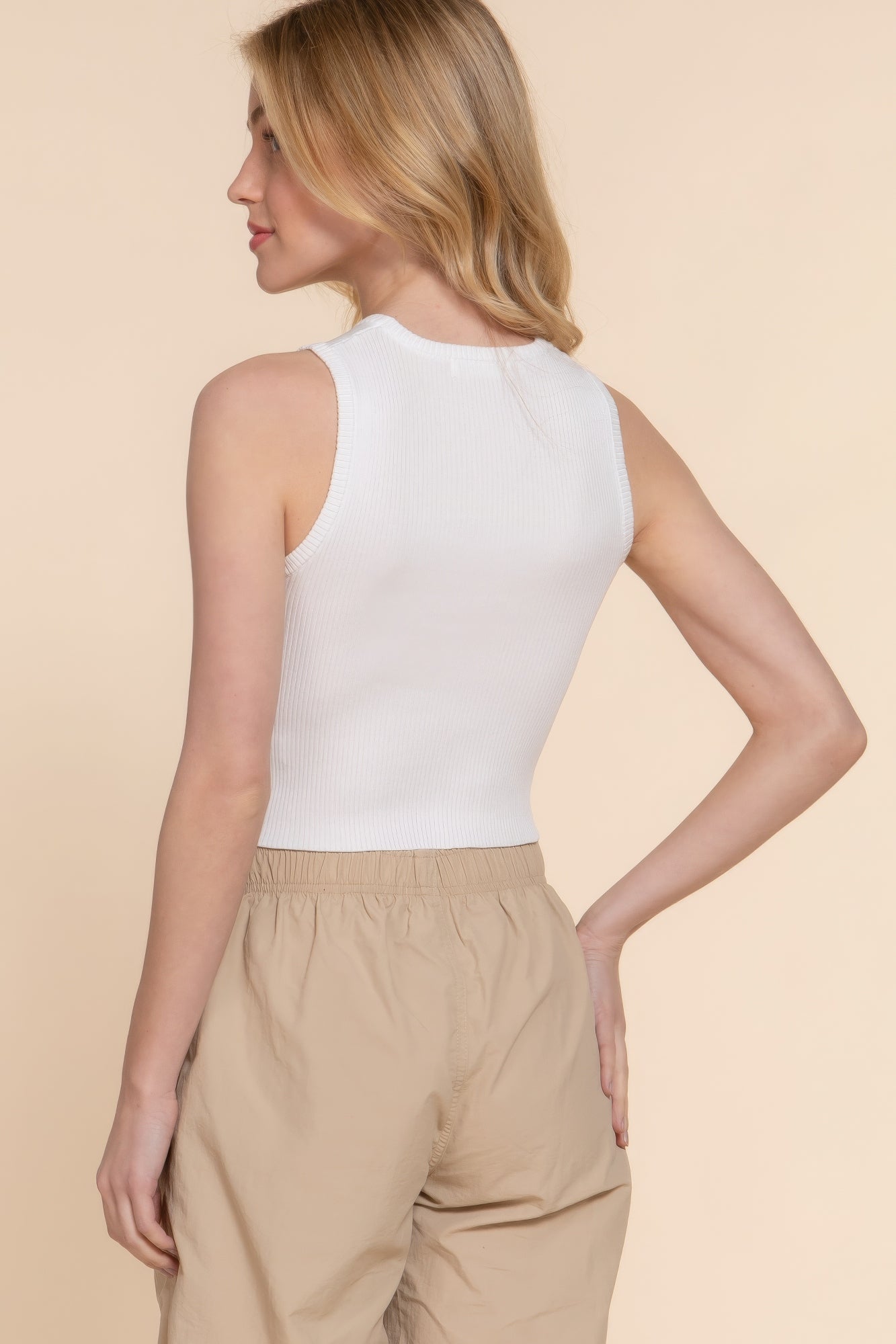 Sleeveless W/sheer Contrast Knit Top