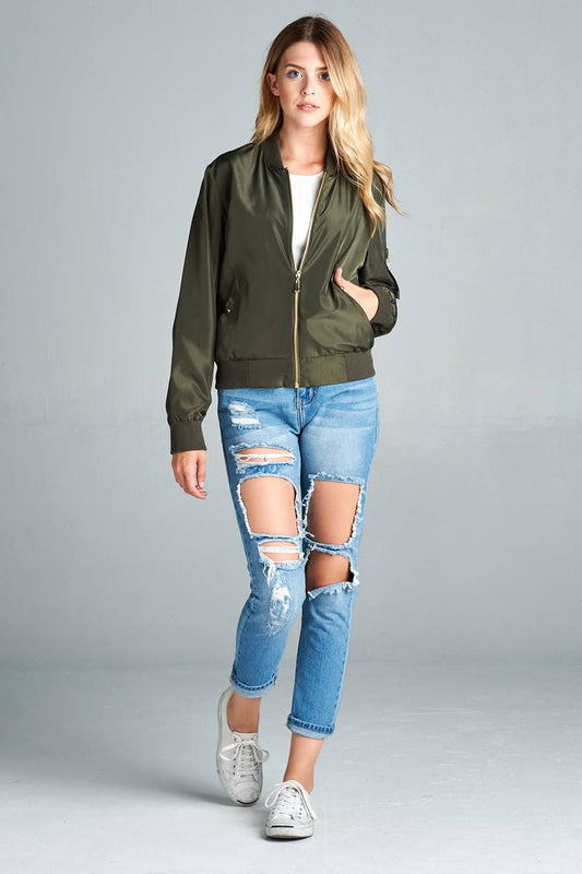 Ladies fashion plus size light weight bomber jacket