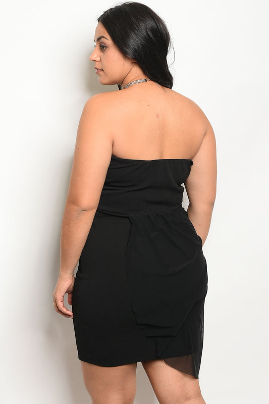Ladies fashion plus size sleeveless tube dress with a sweetheart neckline and jeweled waistline detail