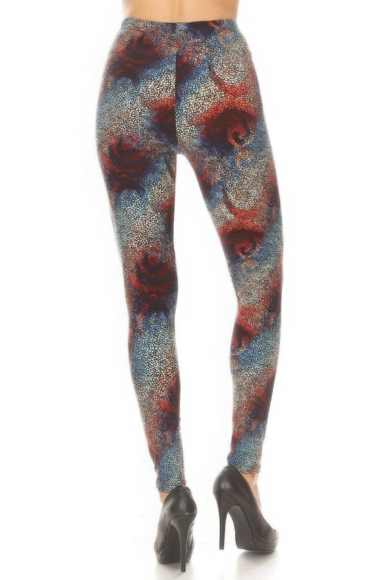 Abstract Printed High Waisted Leggings With Elastic Waistband