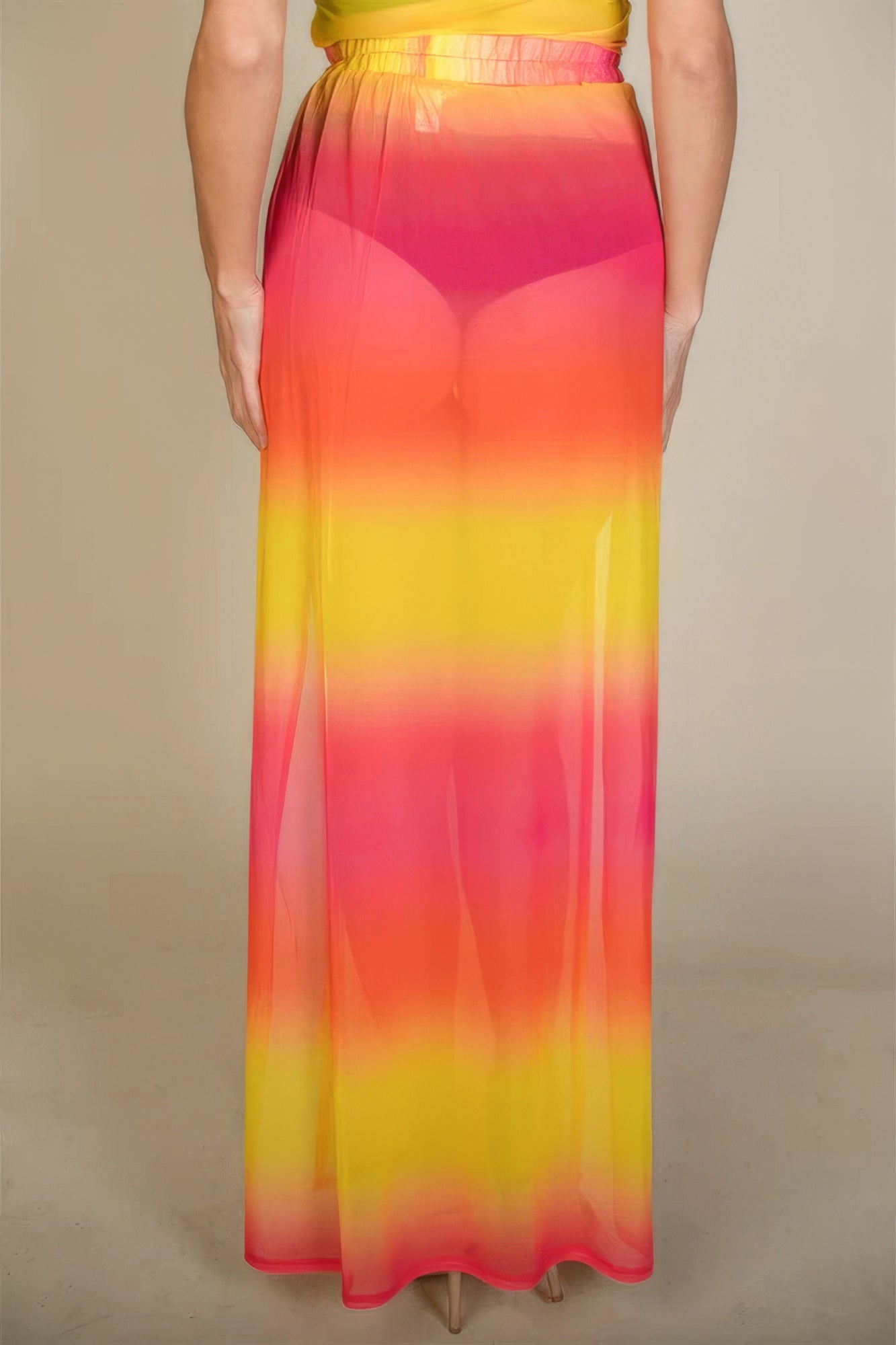 High Split Mesh Sheer Maxi Skirt