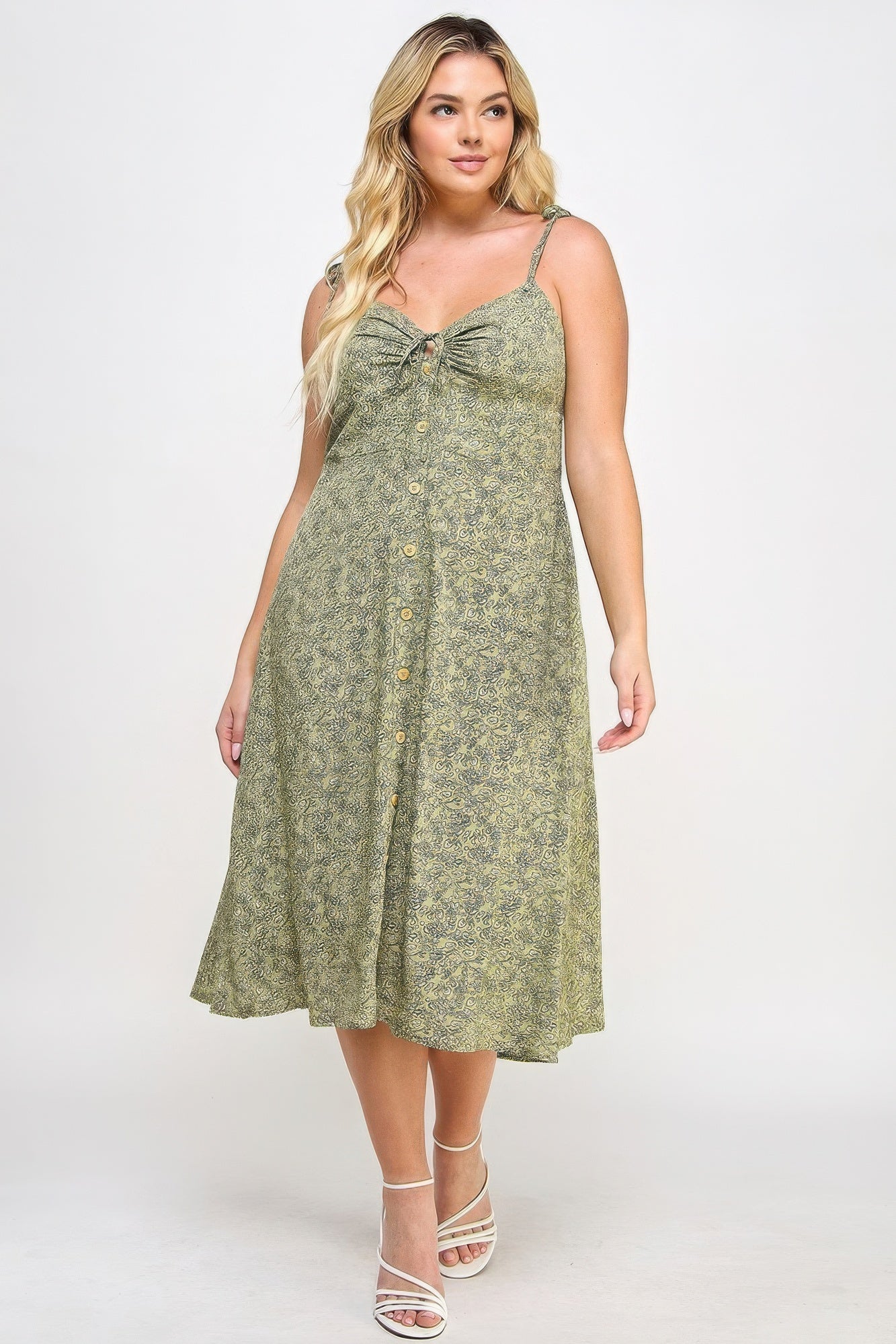 Plus Floral Print Midi Dress