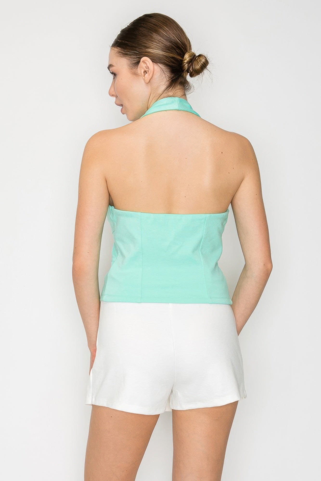 Halter Neck Buckled Open-back Top