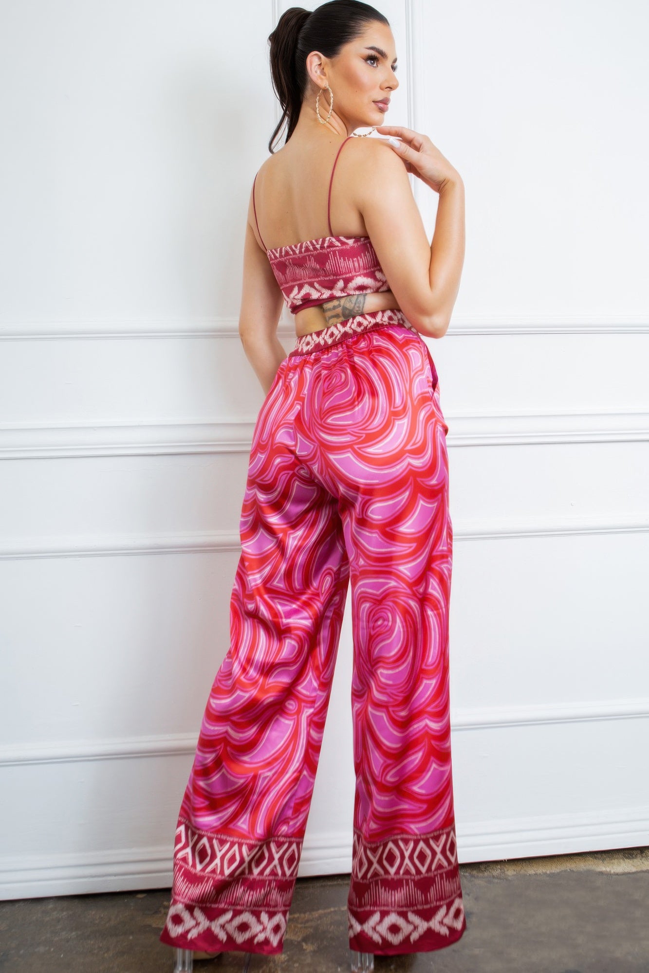 Bra Top And Wide Leg Pants Set