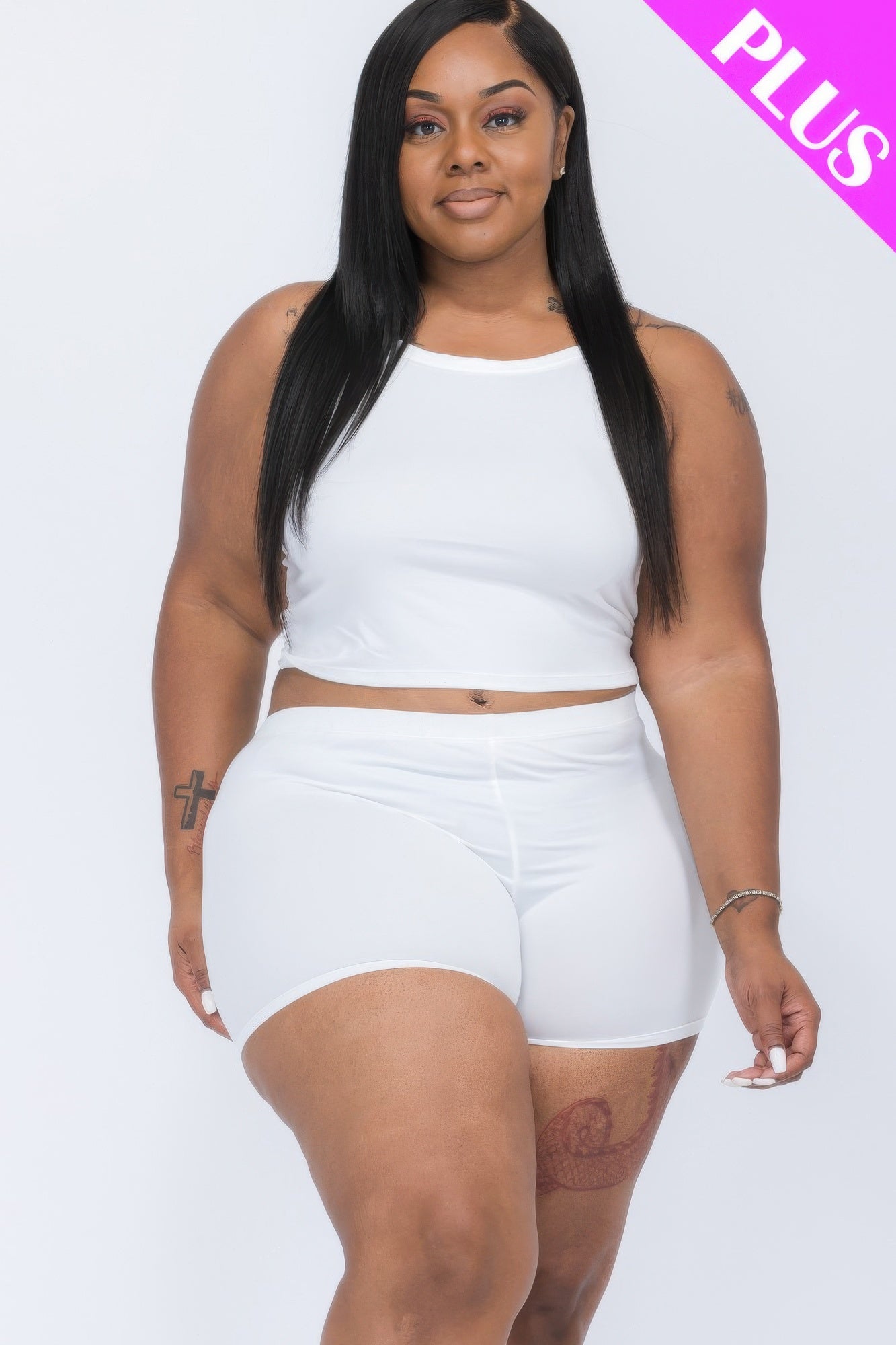 Plus Size Split Back Cami Top & Shorts Set