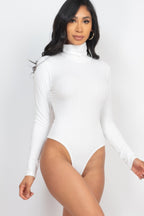 Ribbed Turtle Neck Long Sleeve Bodysuit