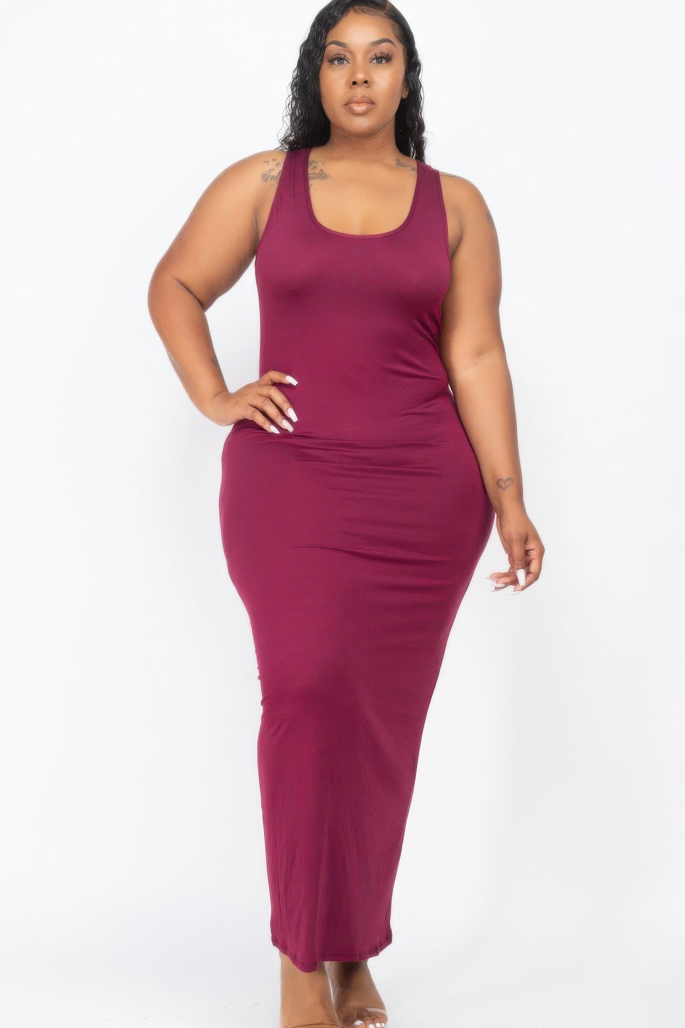 Plus Size Solid Basic Maxi Dress