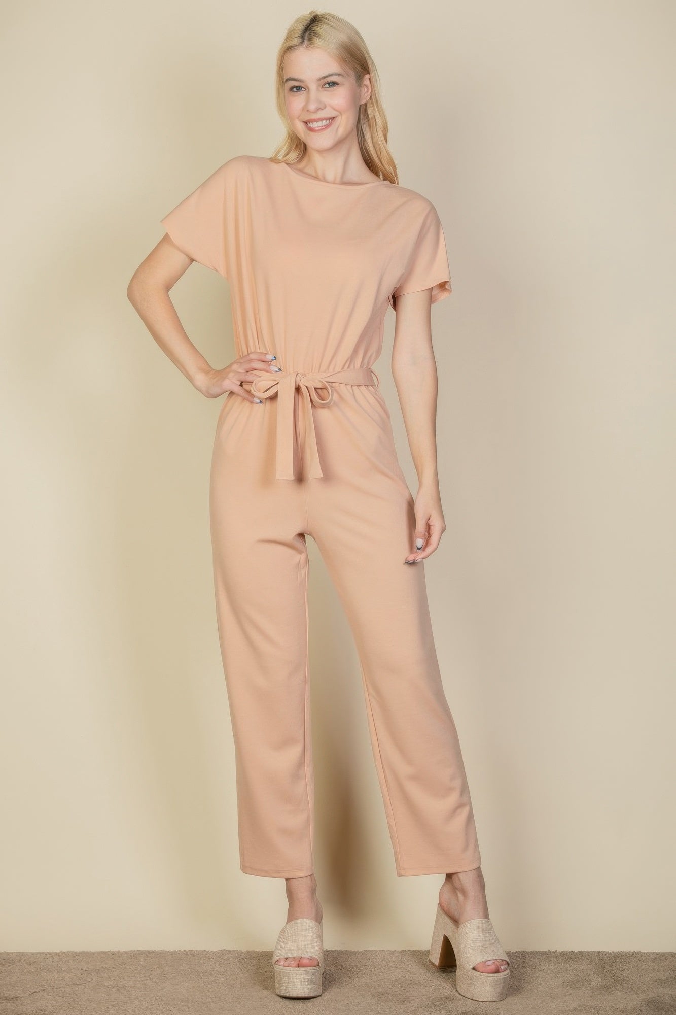 Tie Waist Relaxed Jumpsuit