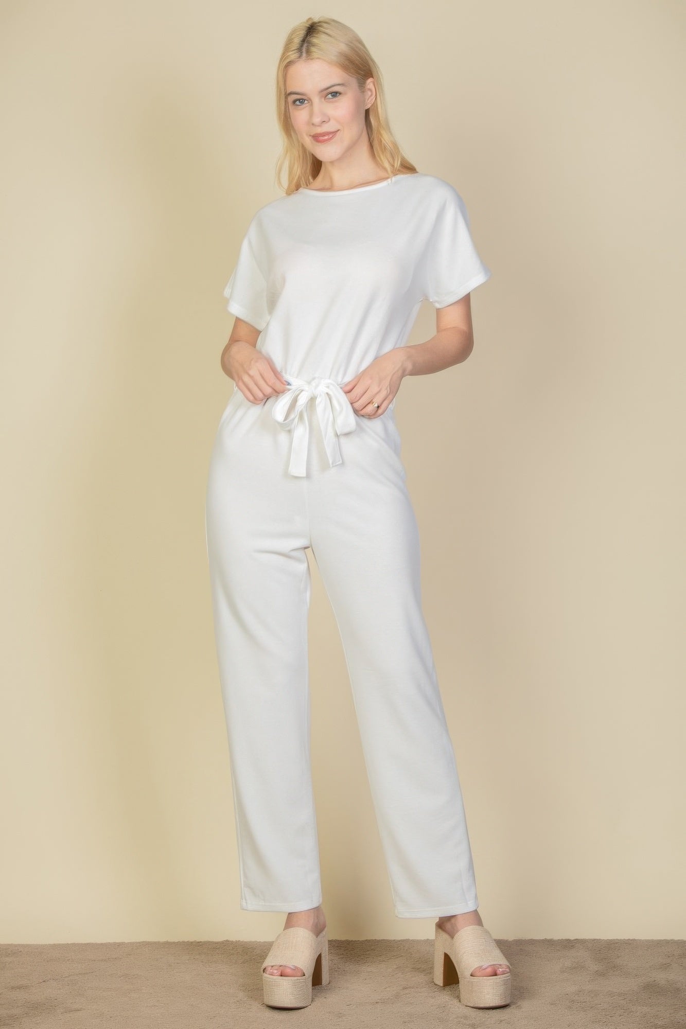 Tie Waist Relaxed Jumpsuit