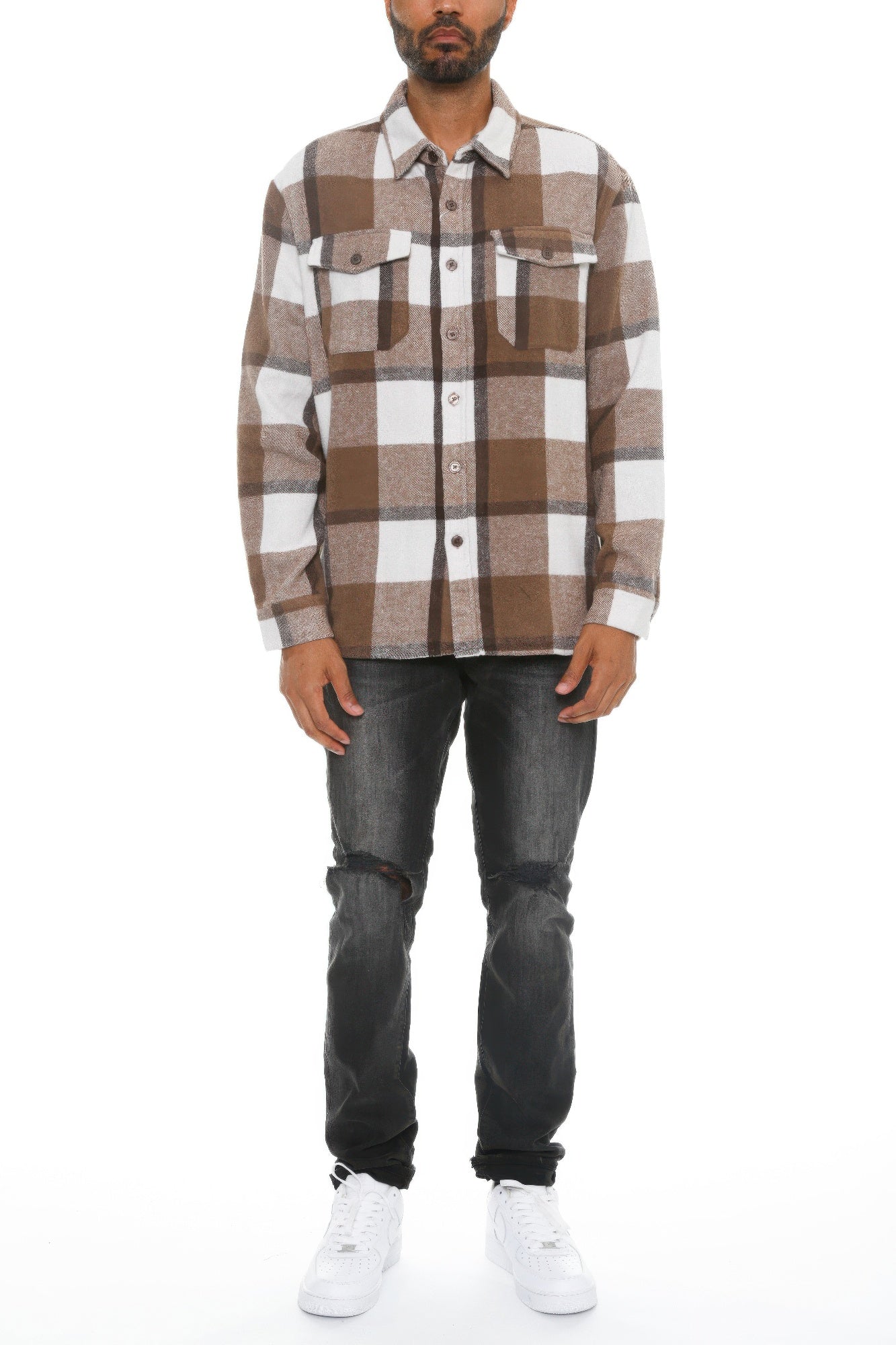 Mens Checkered Soft Flannel Shacket