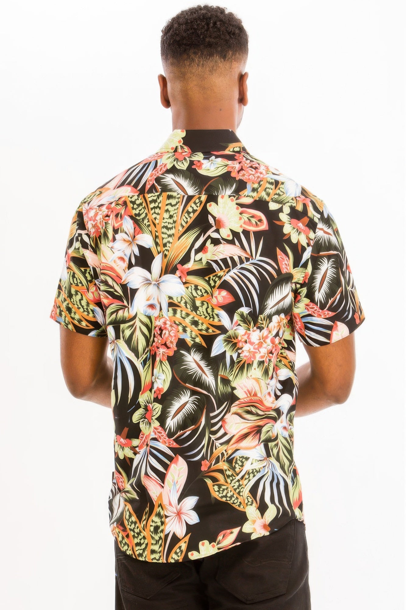 Mens Print Hawaiian Button Down Shirt