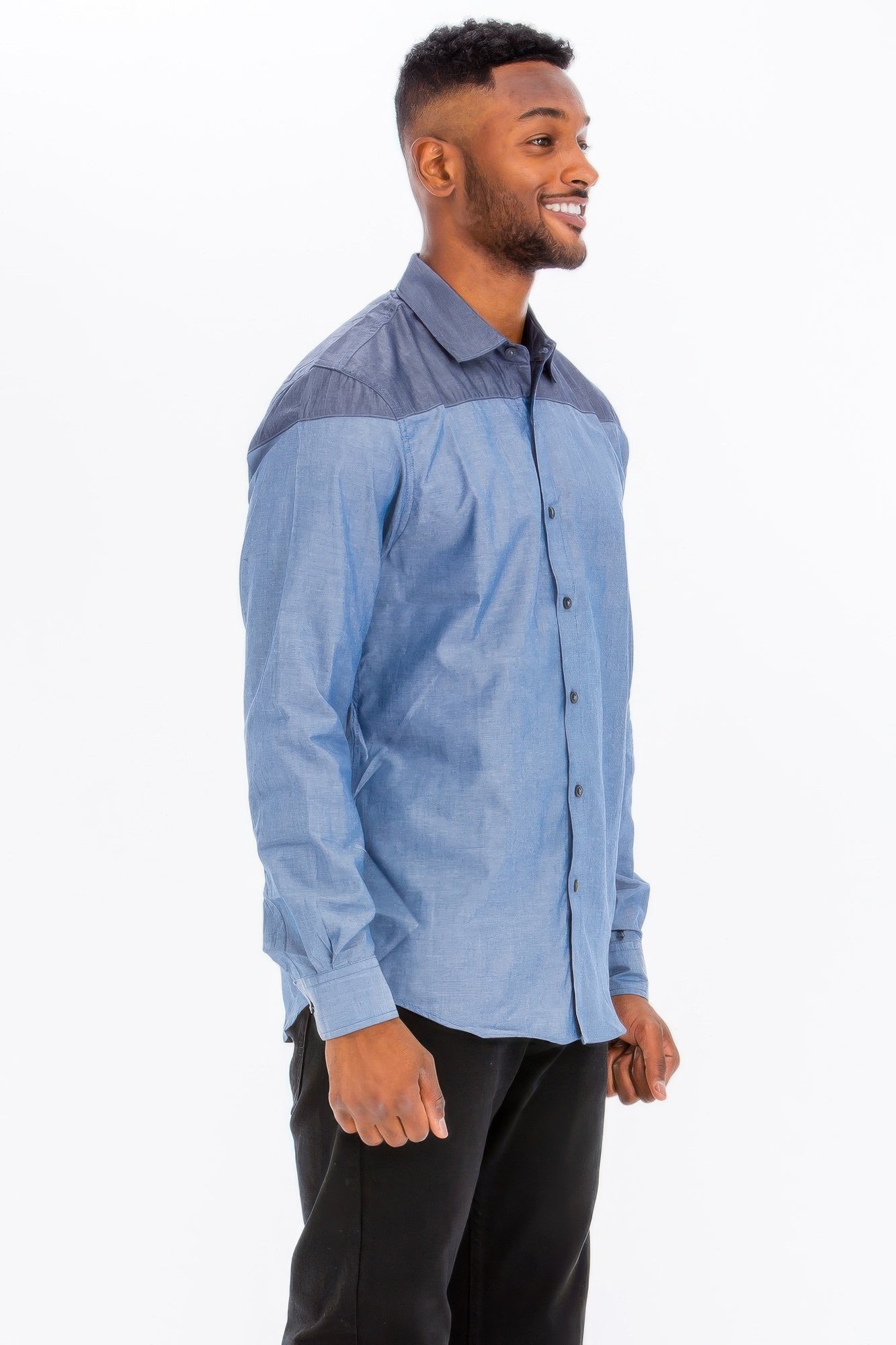 Men's Two Tone Long Sleeve Button Down Shirt