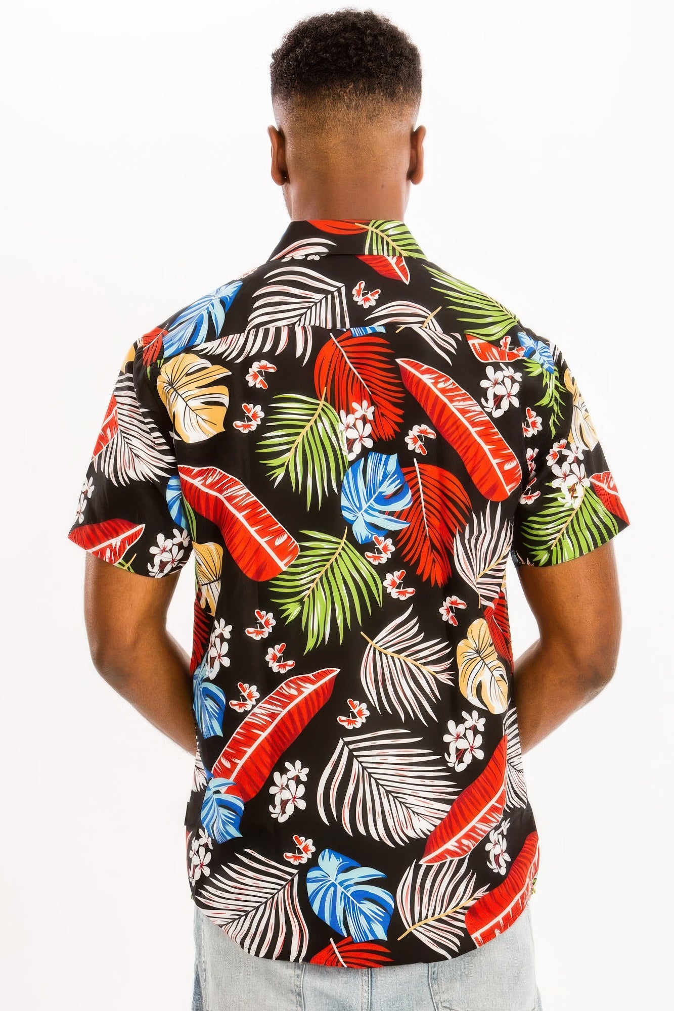 Mens Print Hawaiian Button Down Shirt