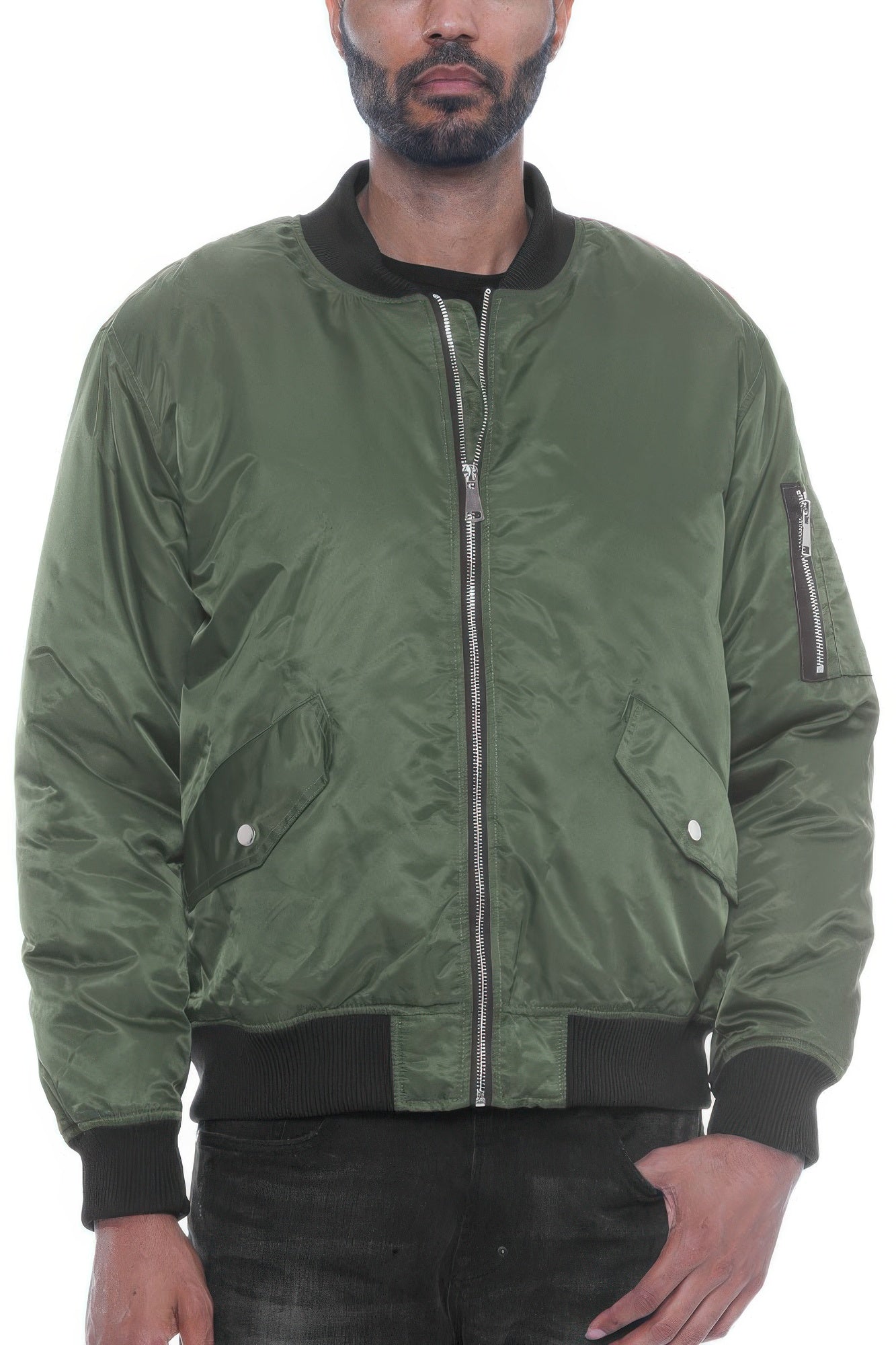 Mens Solid Padded Bomber Jacket