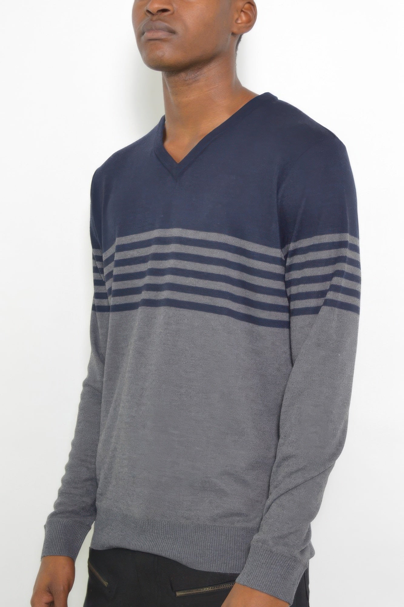 Mens Knit Vneck Pullover Sweater