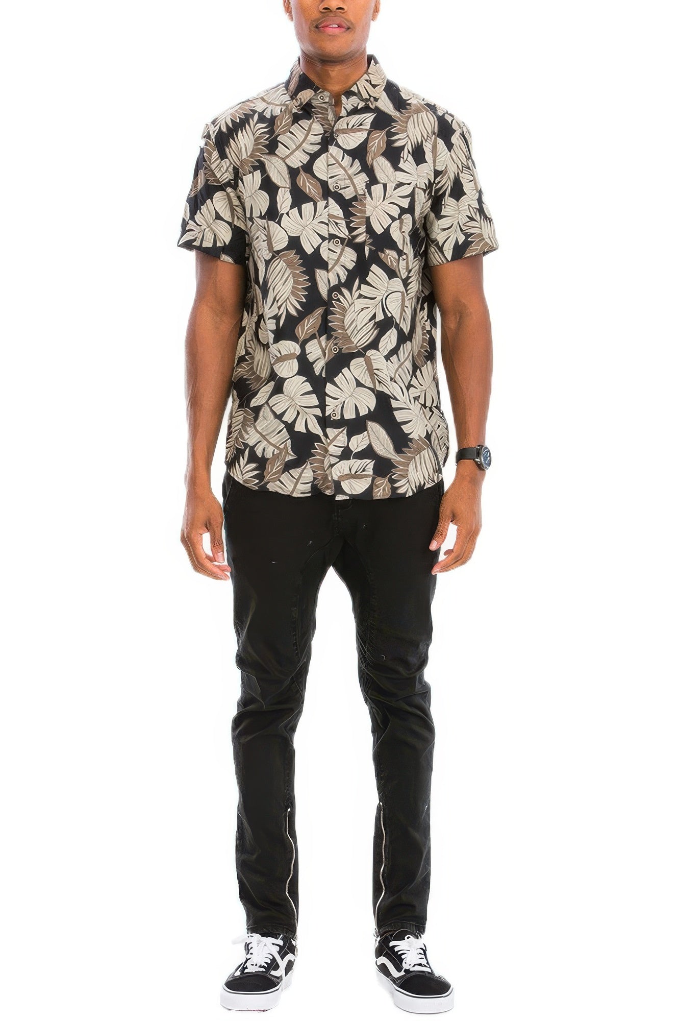 Hawaiian Print Button Down Shirt