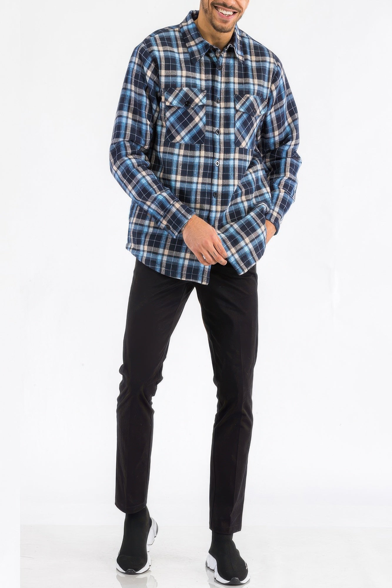 Mens Quilted Padded Flannel