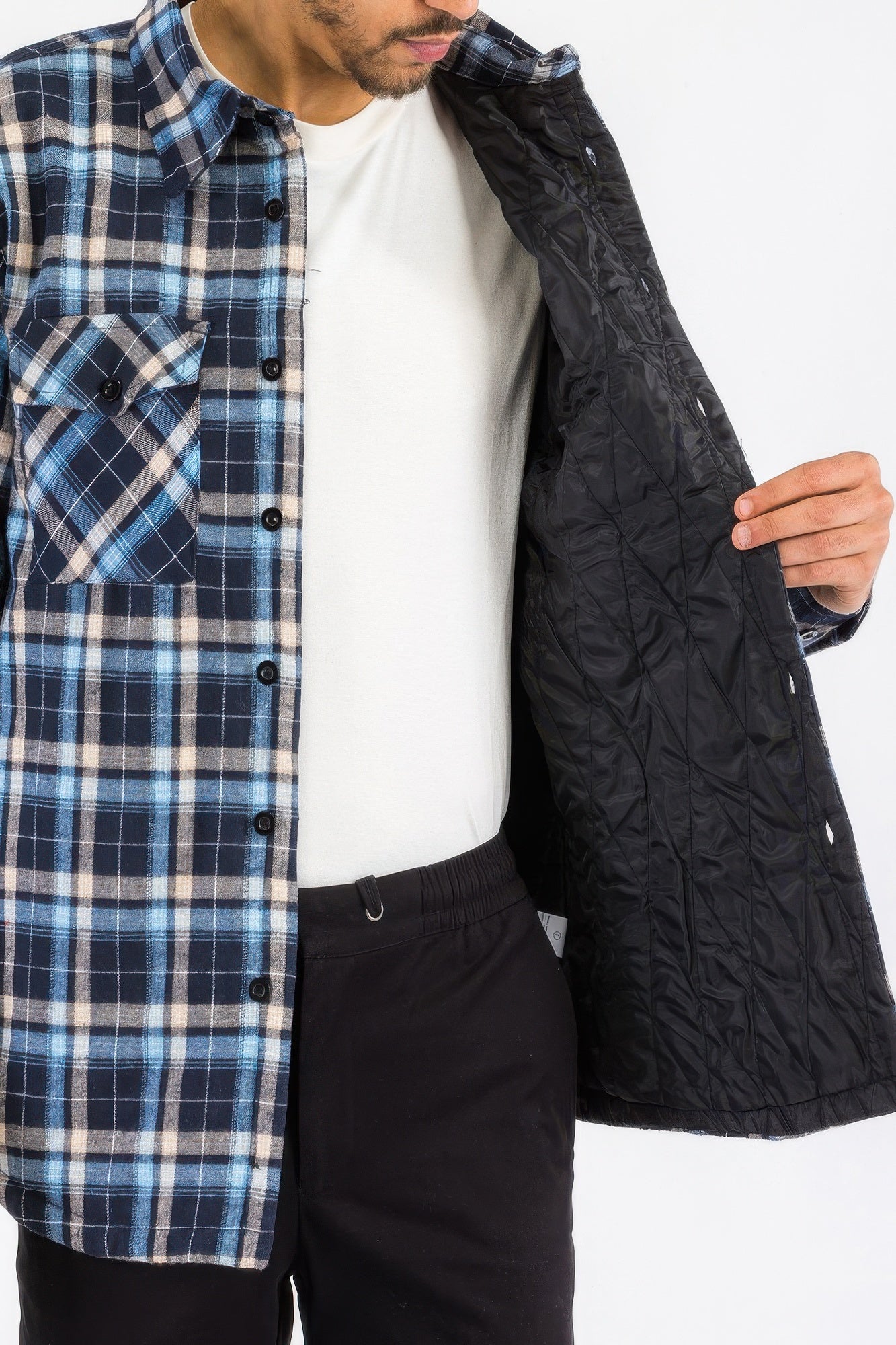 Mens Quilted Padded Flannel