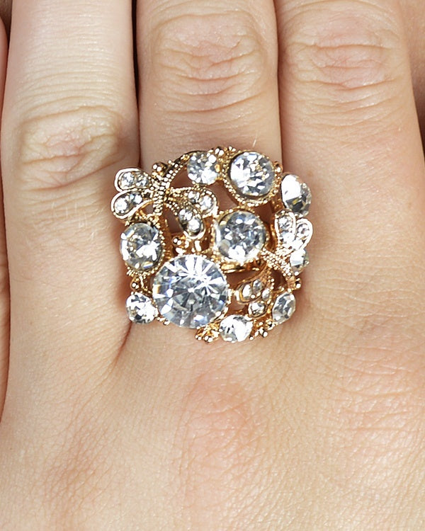 Crystal Studded Fashion Ring