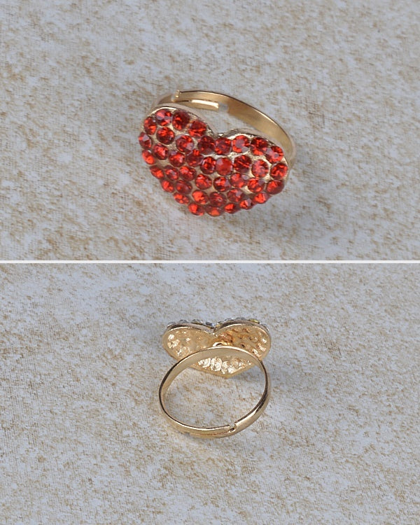 Rhinestone Studded Heart Shaped Ring