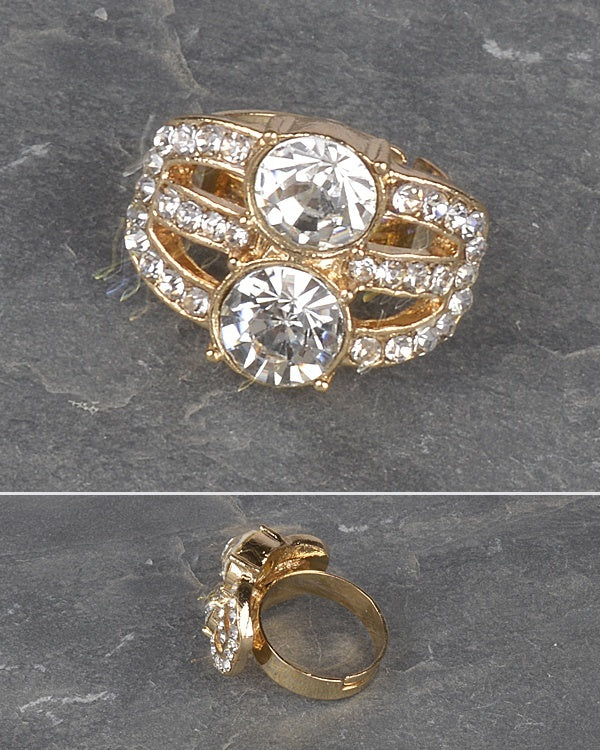 Crystal and Stone Studded Multiple Band Ring