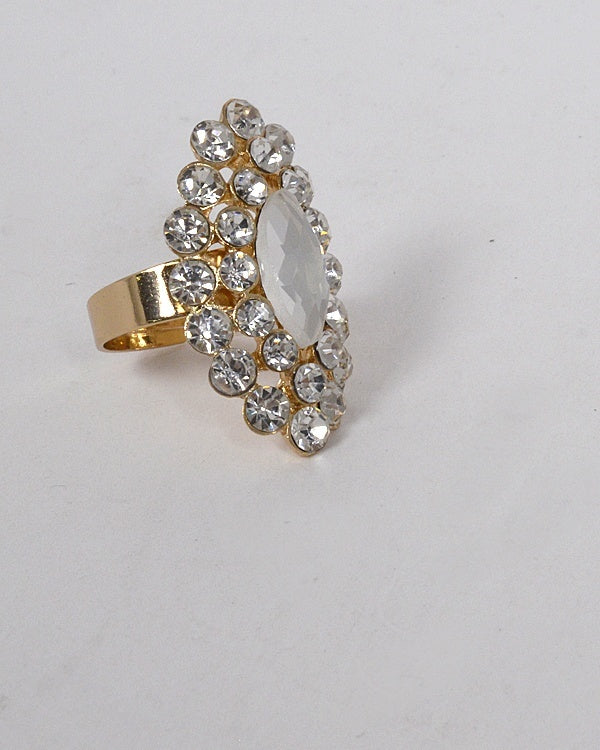Small and Large Crystal Studded Adjustable Ring