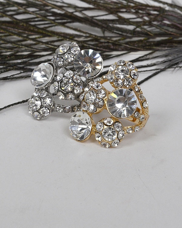Adjustable Cluster Ring with Studded Crystals