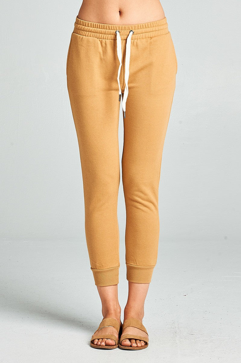 Ladies fashion french terry capri jogger pants