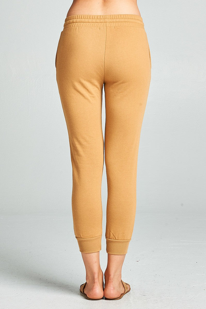 Ladies fashion french terry capri jogger pants
