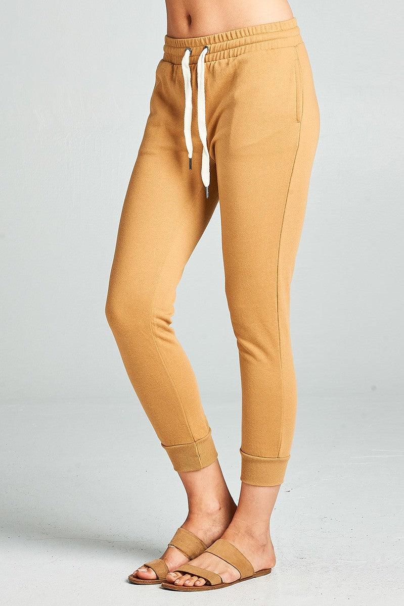 Ladies fashion french terry capri jogger pants