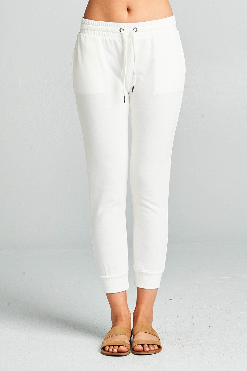 Ladies fashion french terry capri jogger pants