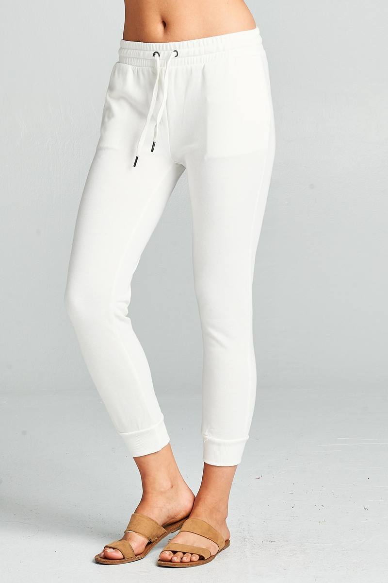 Ladies fashion french terry capri jogger pants